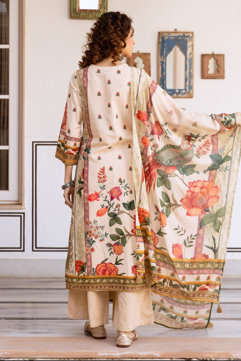 Karen bisque floral suit set