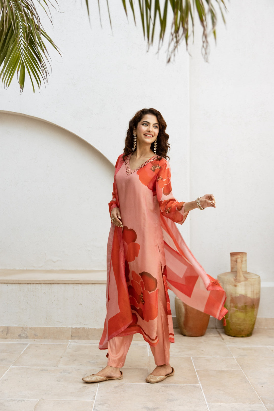 Gauri Shimmer Apricot Suit set