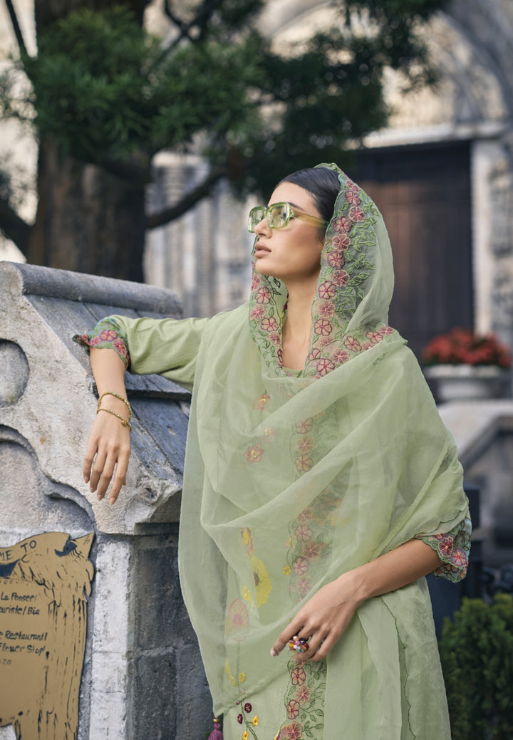 Subina Green Embroidery Suit Set