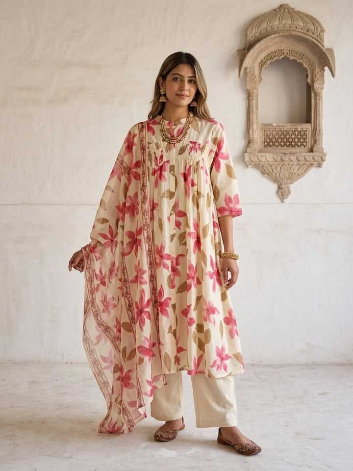 Swades peony cotton suit set