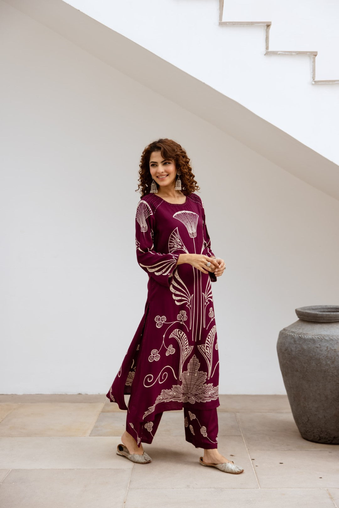 Sonpal Raspberry Printed Kurta pant set