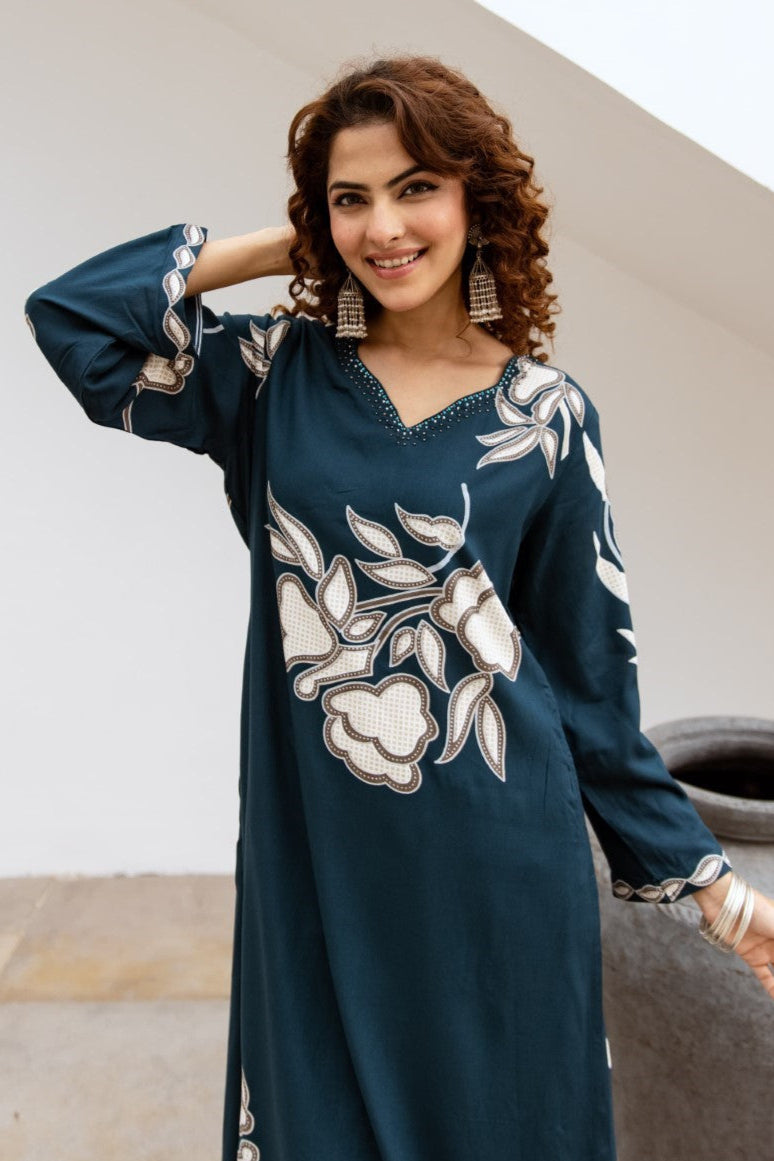 Sonpal azure printed kurta pant set