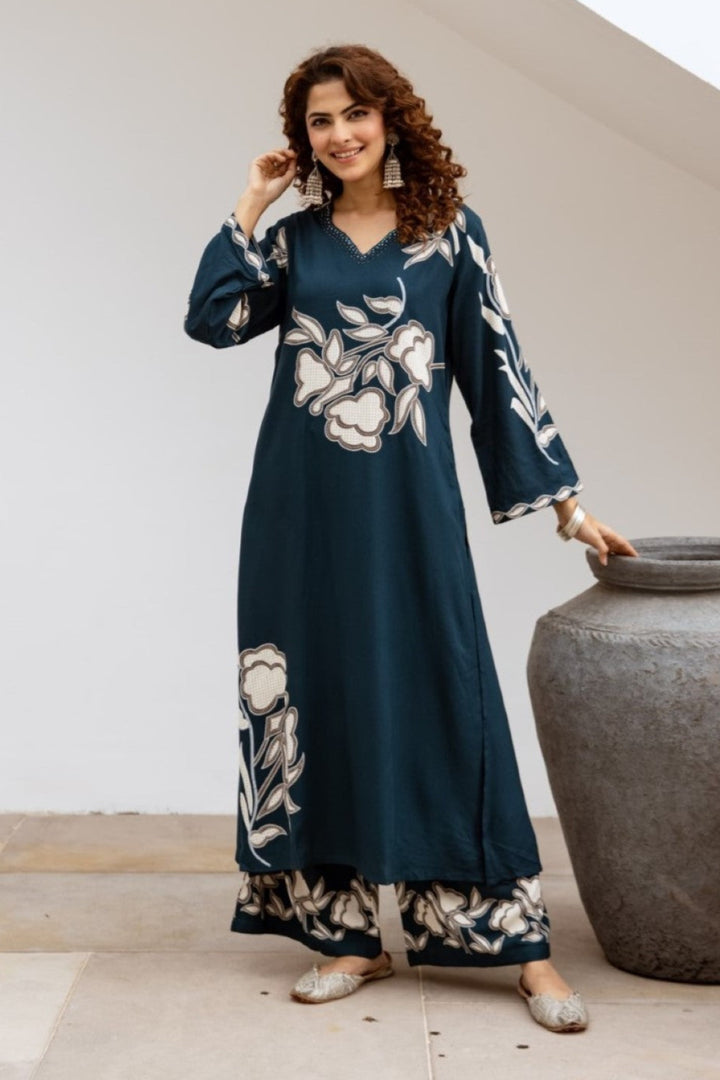 Sonpal azure printed kurta pant set