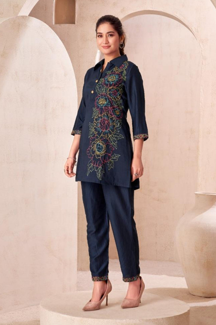 Jaideep Hibis Embroidery Co-ord Set