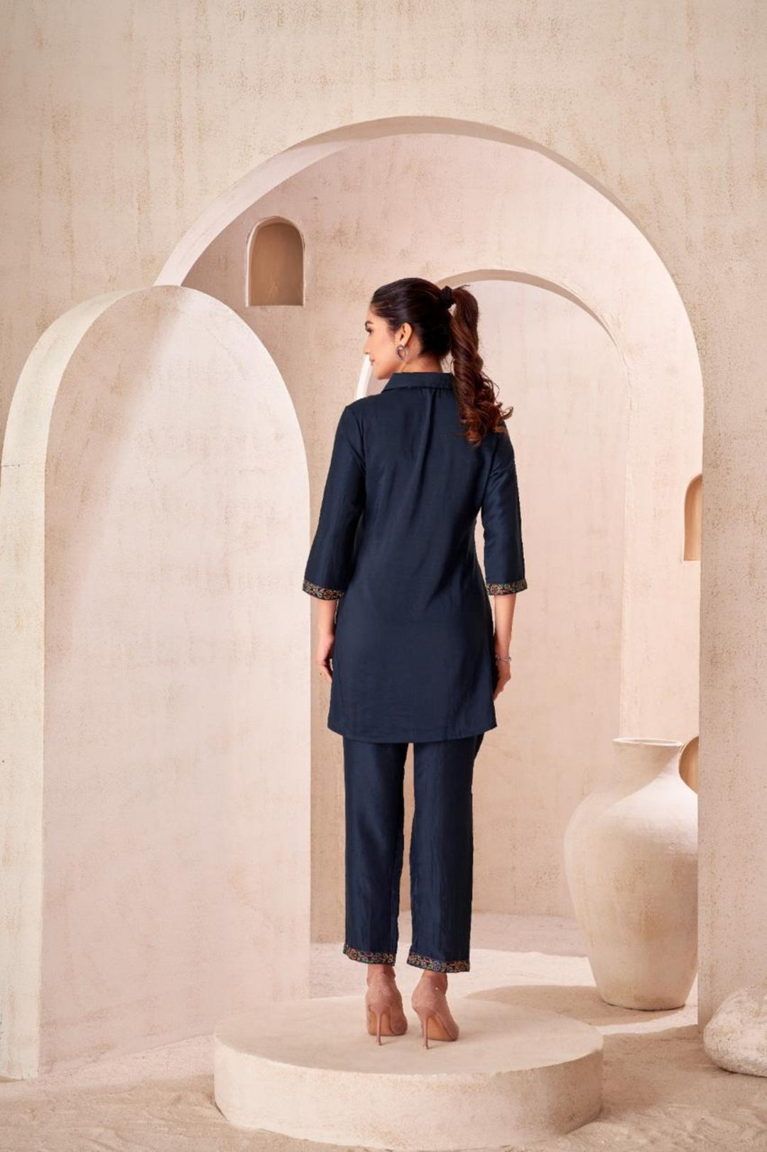 Jaideep Hibis Embroidery Co-ord Set