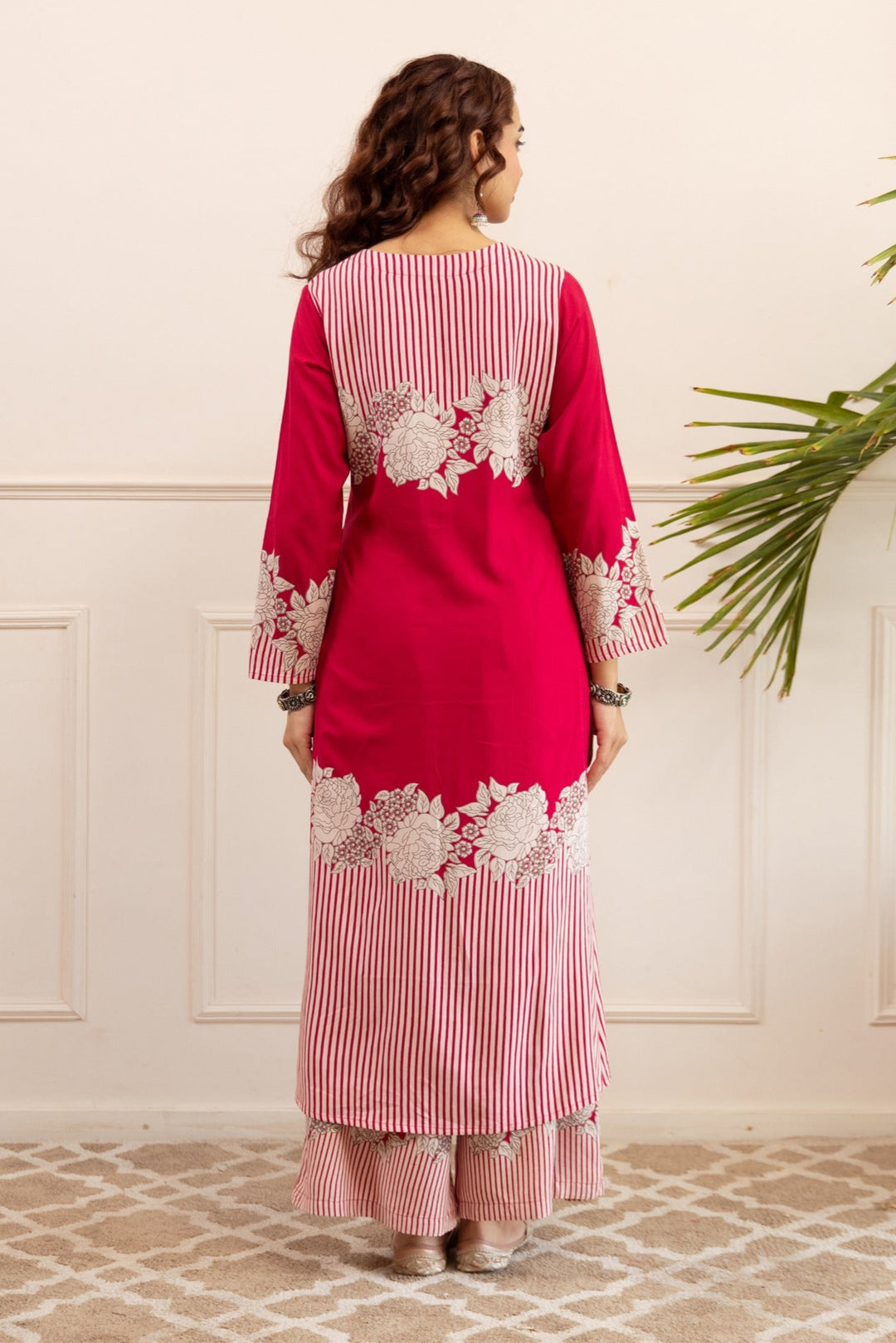Kabool Rose Printed Kurta Pant Set