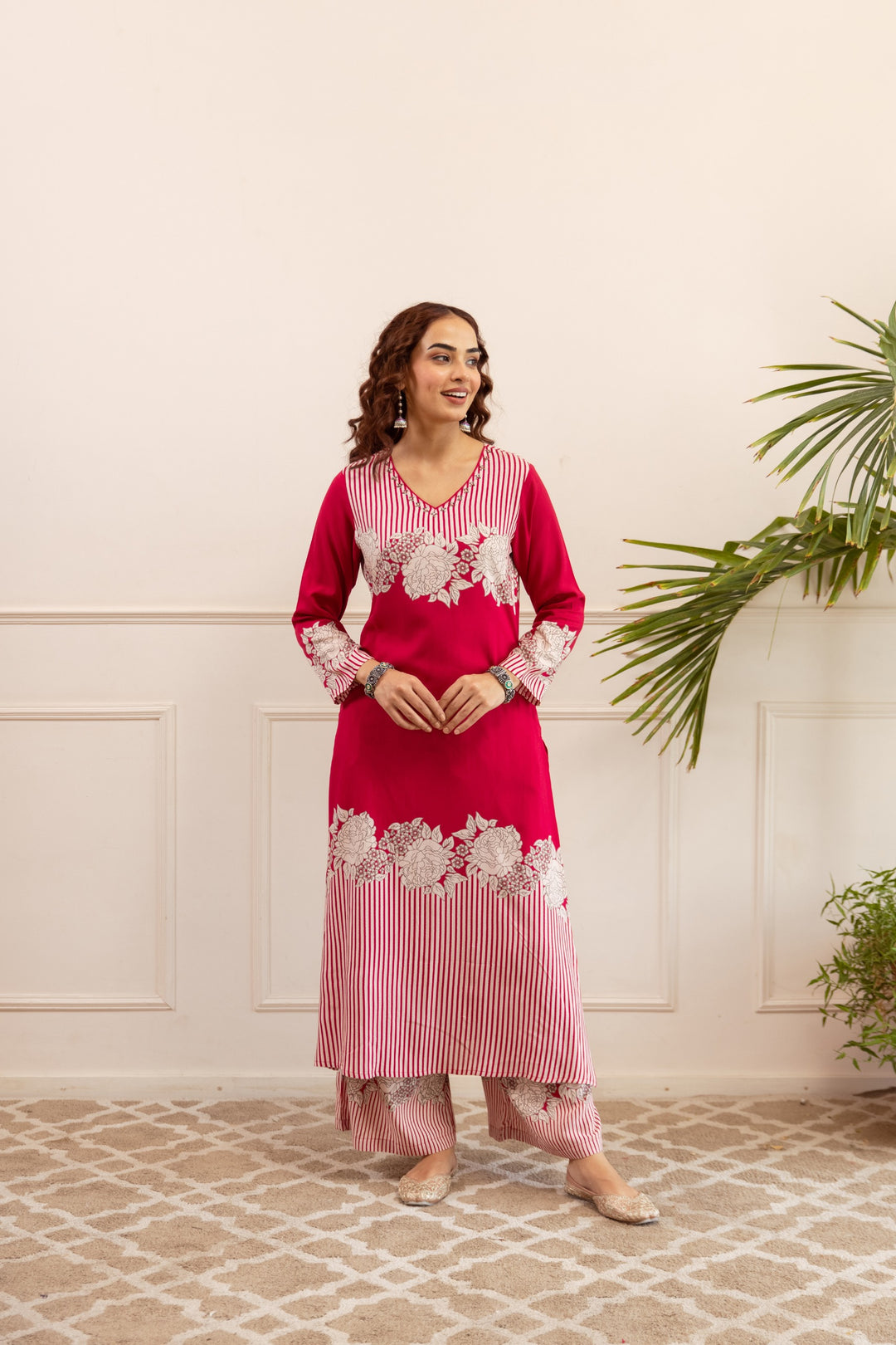 Kabool Rose Printed Kurta Pant Set