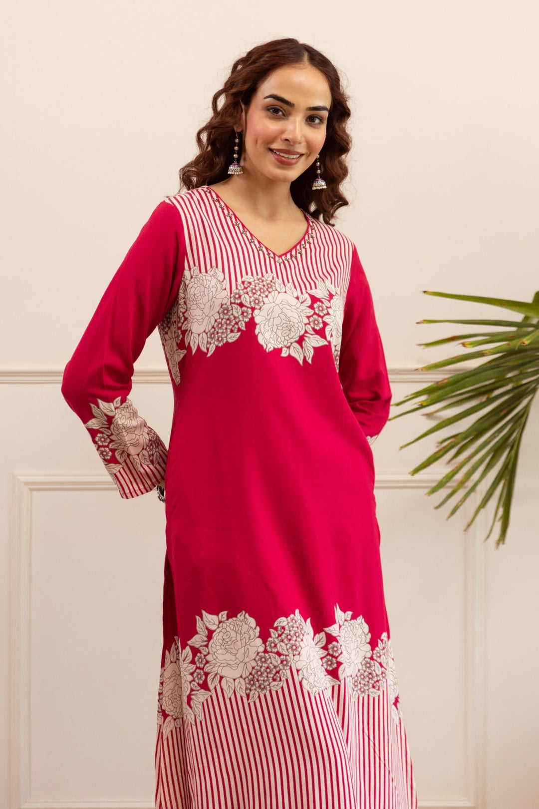 Kabool Rose Printed Kurta Pant Set