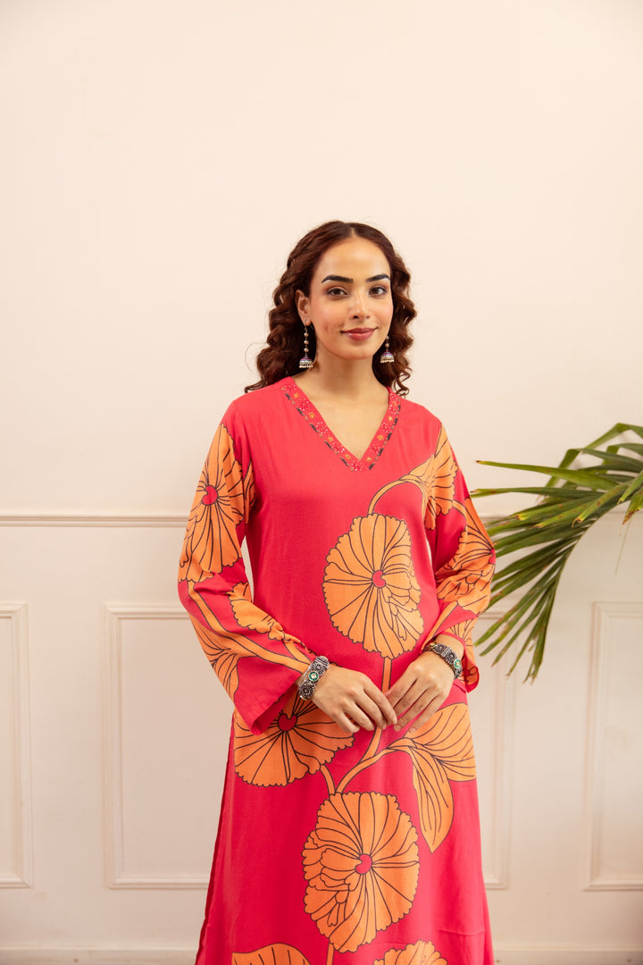 Kabool tomatoes printed kurta pant set