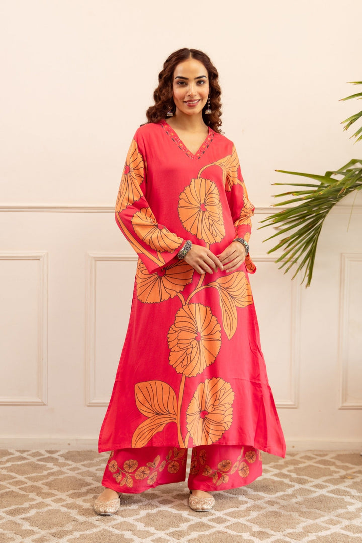 Kabool tomatoes printed kurta pant set