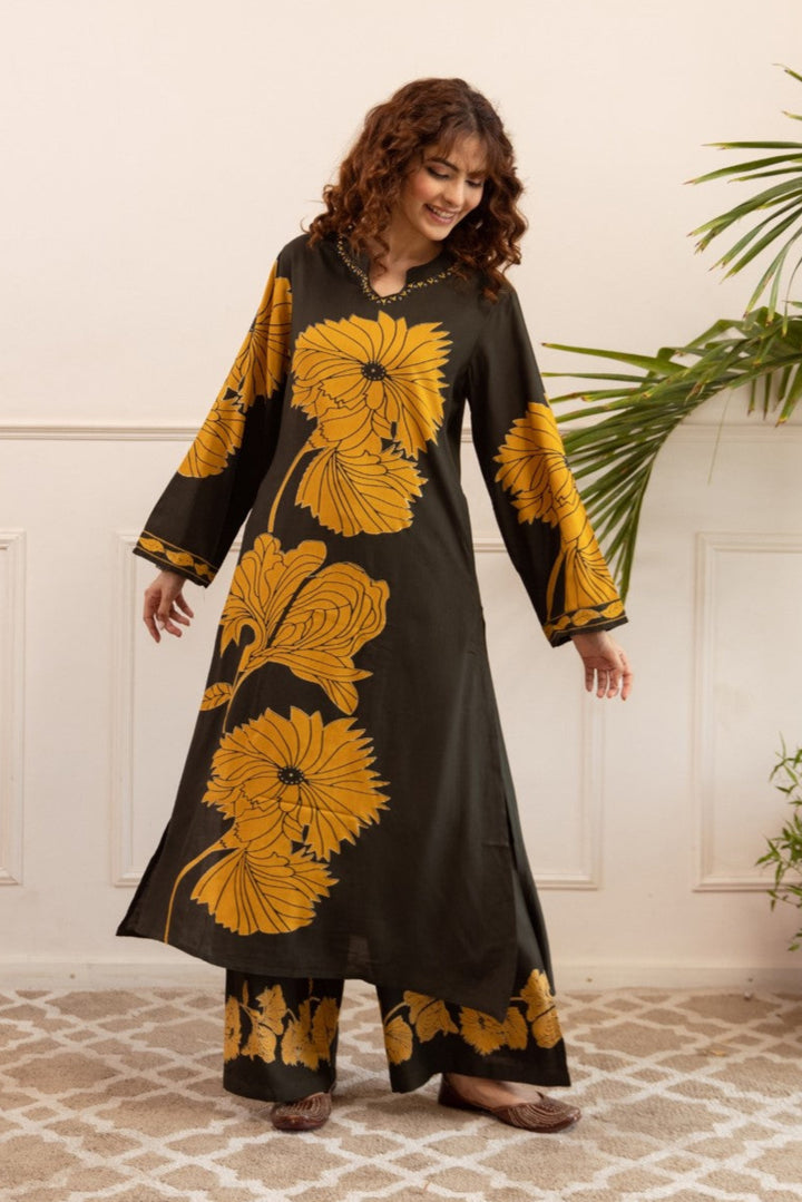 Sonpal sable printed kurta pant set