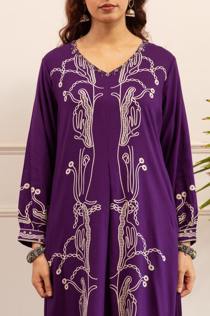 Kabool Periwinkle Printed Kurta pant set