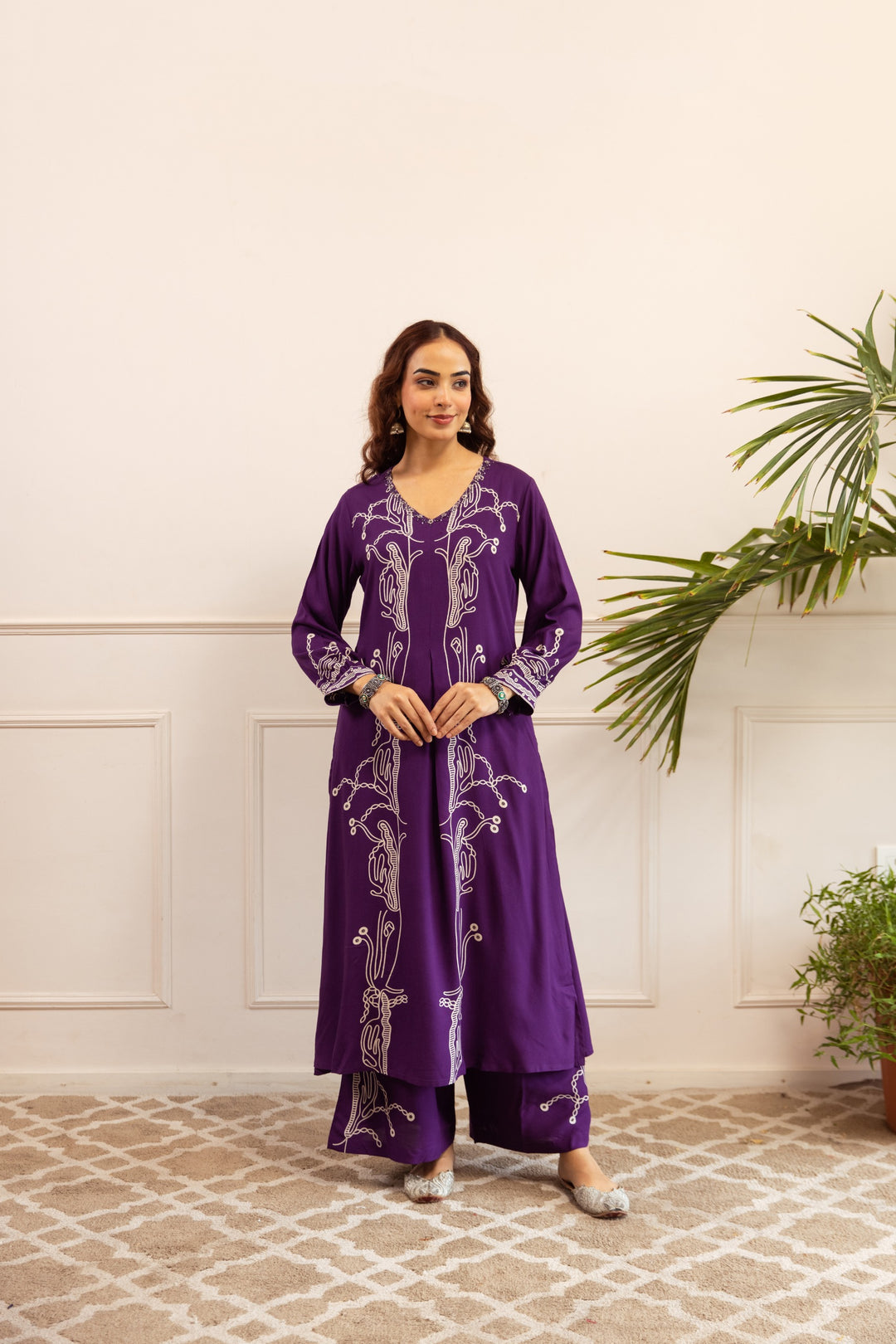 Kabool Periwinkle Printed Kurta pant set