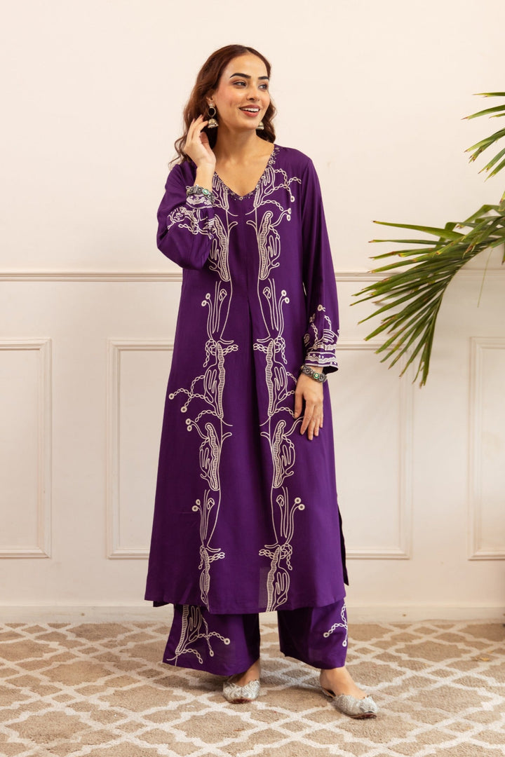 Kabool Periwinkle Printed Kurta pant set