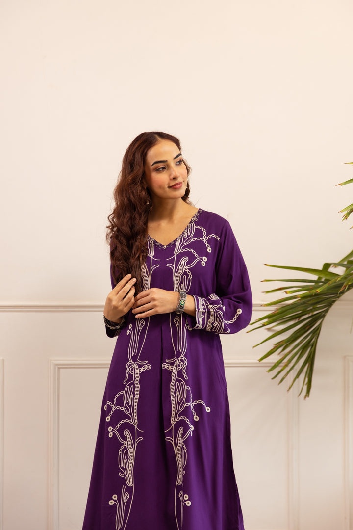 Kabool Periwinkle Printed Kurta pant set