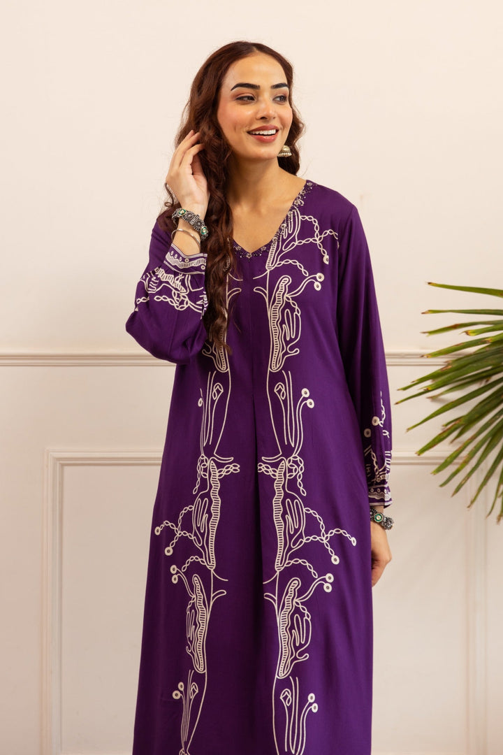 Kabool Periwinkle Printed Kurta pant set