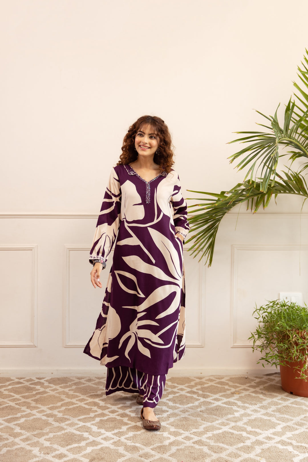 Kabool Gravel Printed Kurta Pant Set