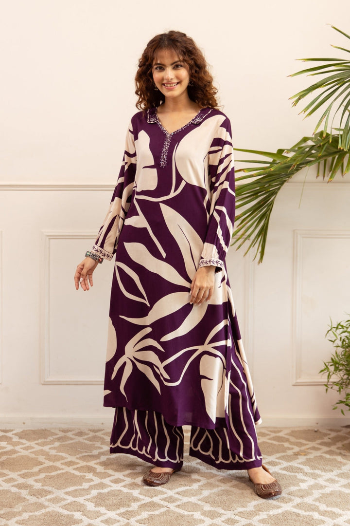 Kabool Gravel Printed Kurta Pant Set