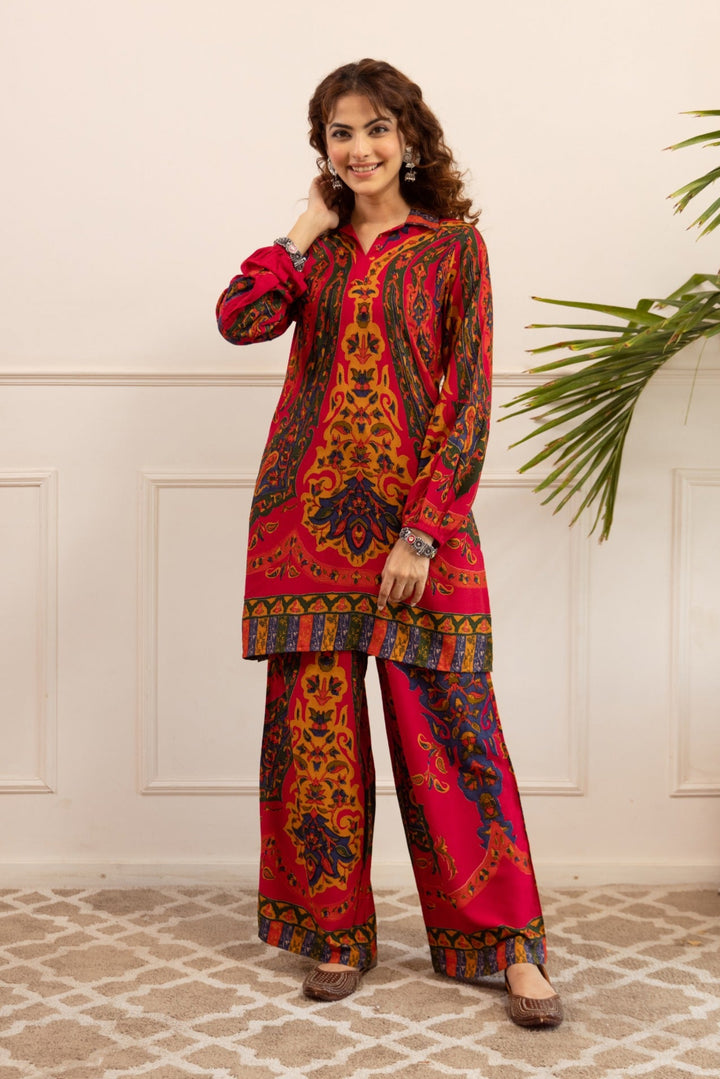 Kabool Berry Printed Cotton Co-ord Set