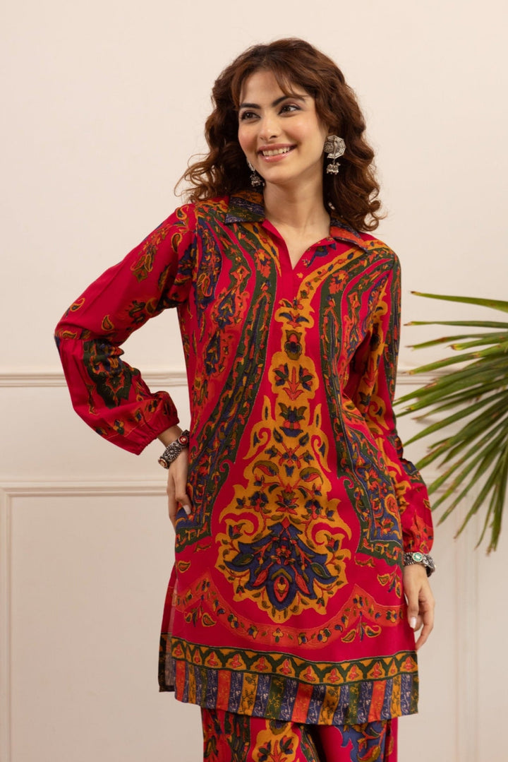 Kabool Berry Printed Cotton Co-ord Set