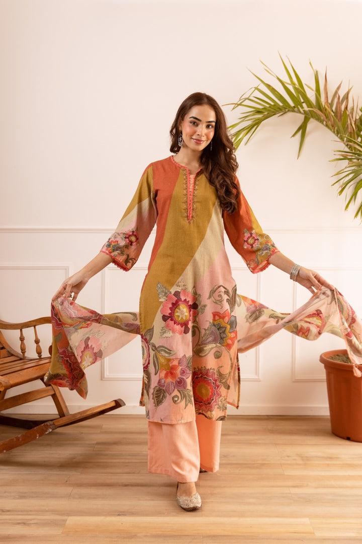 Karen Coral Cotton Suit Set
