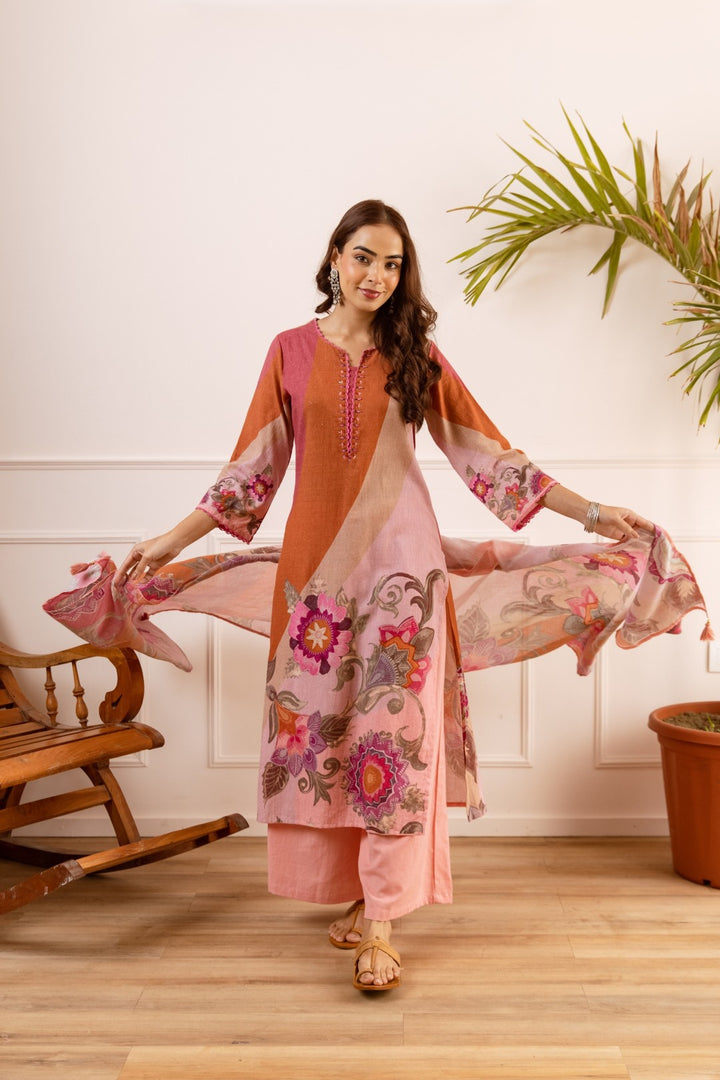 Karen Salmon Cotton Suit set