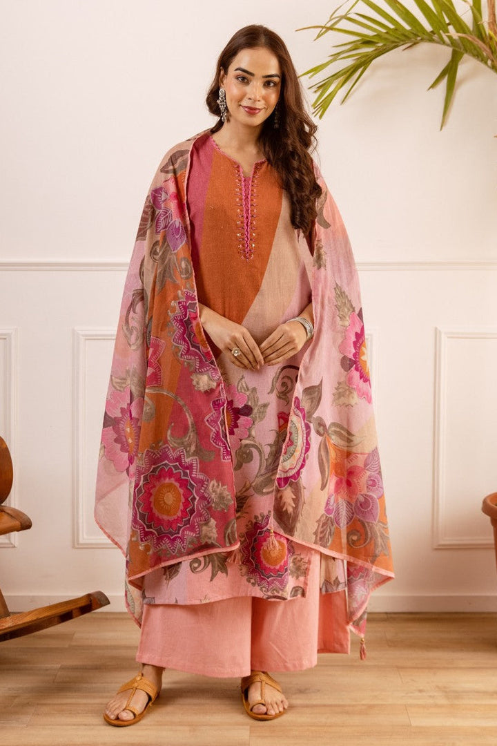 Karen Salmon Cotton Suit set