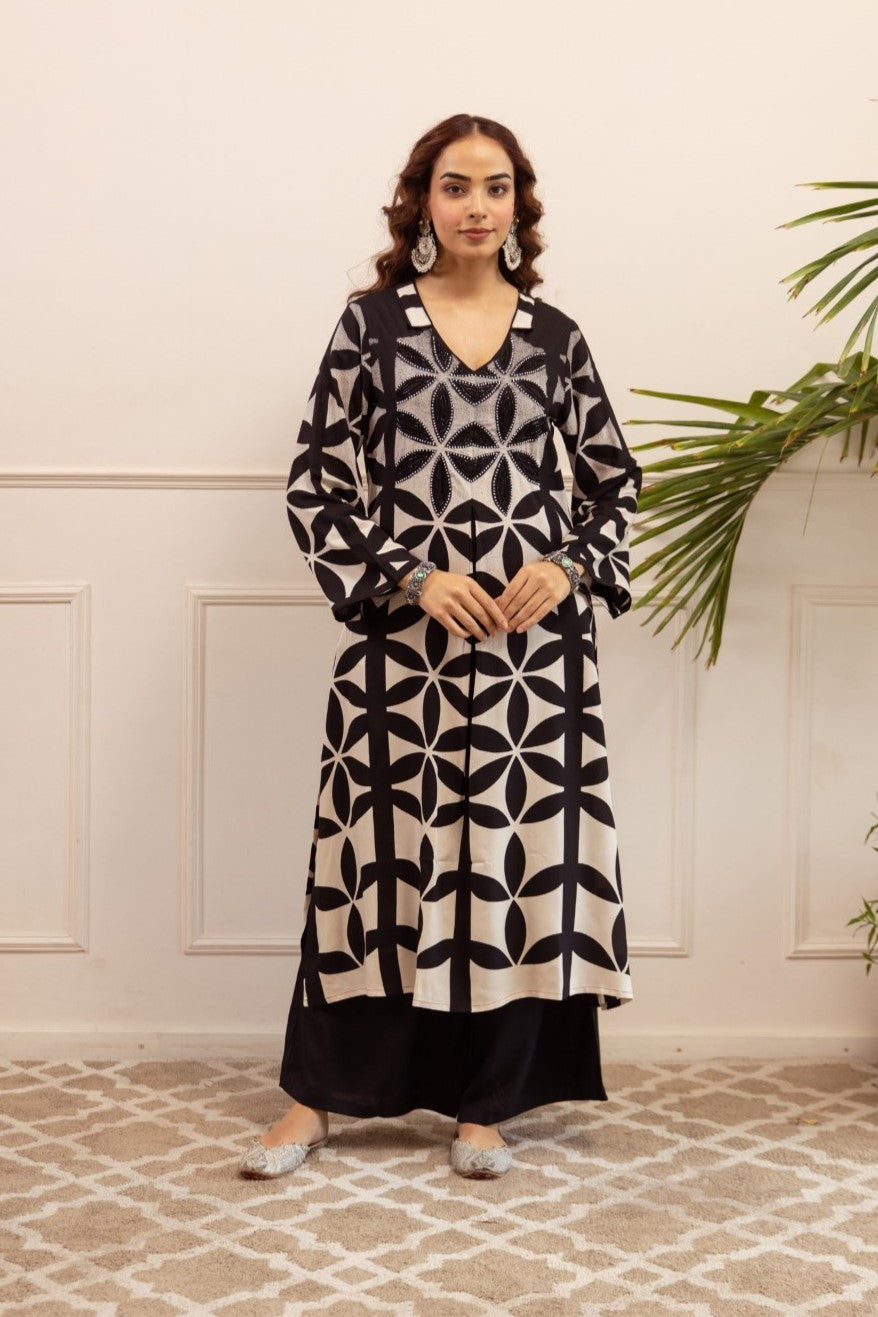 Sonpal Slate Printed Kurta pant set