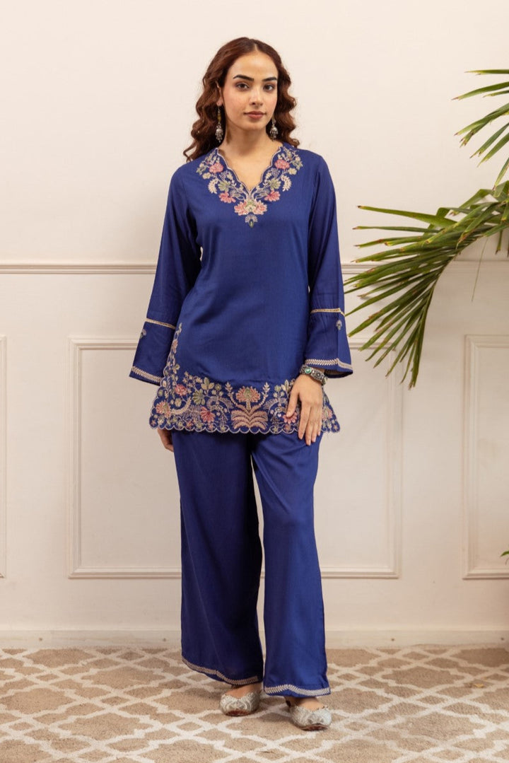 Stravi Marine embroidery co-ord set