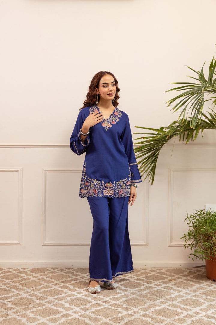 Stravi Marine embroidery co-ord set