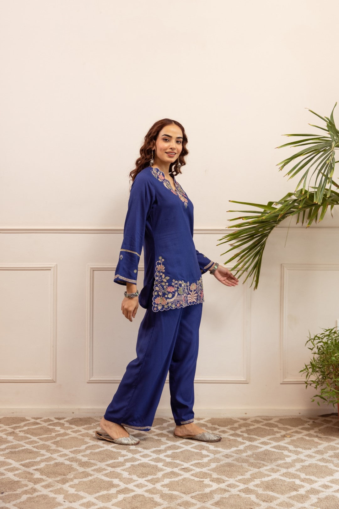 Stravi Marine embroidery co-ord set