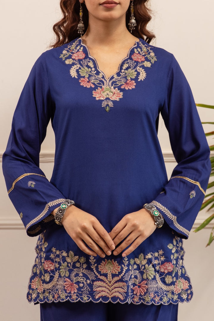 Stravi Marine embroidery co-ord set