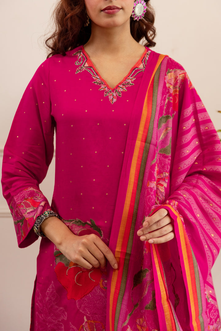 Kabool rouge full work suit set