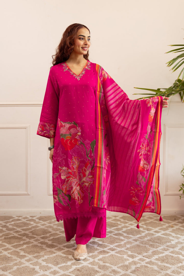 Kabool rouge full work suit set