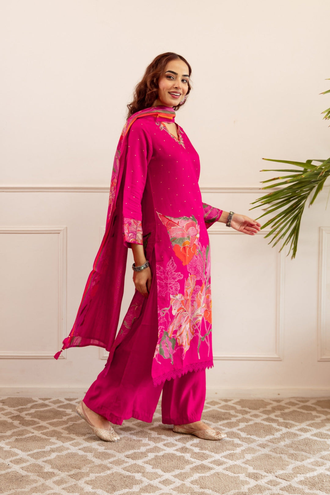 Kabool rouge full work suit set