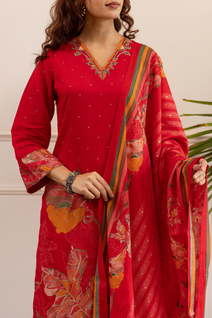 Kabool hibiscus work suit set