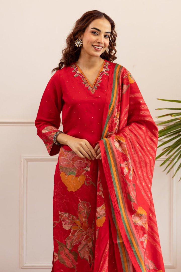Kabool hibiscus work suit set