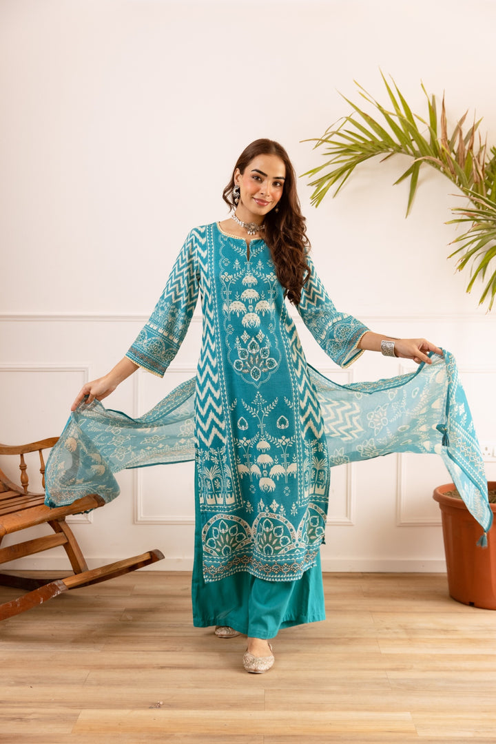 Karen Lapis cotton suit set