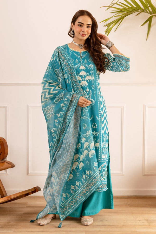 Karen Lapis cotton suit set