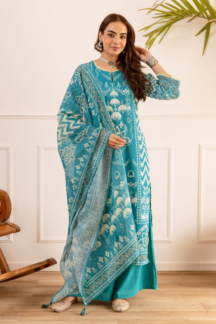 Karen Lapis cotton suit set