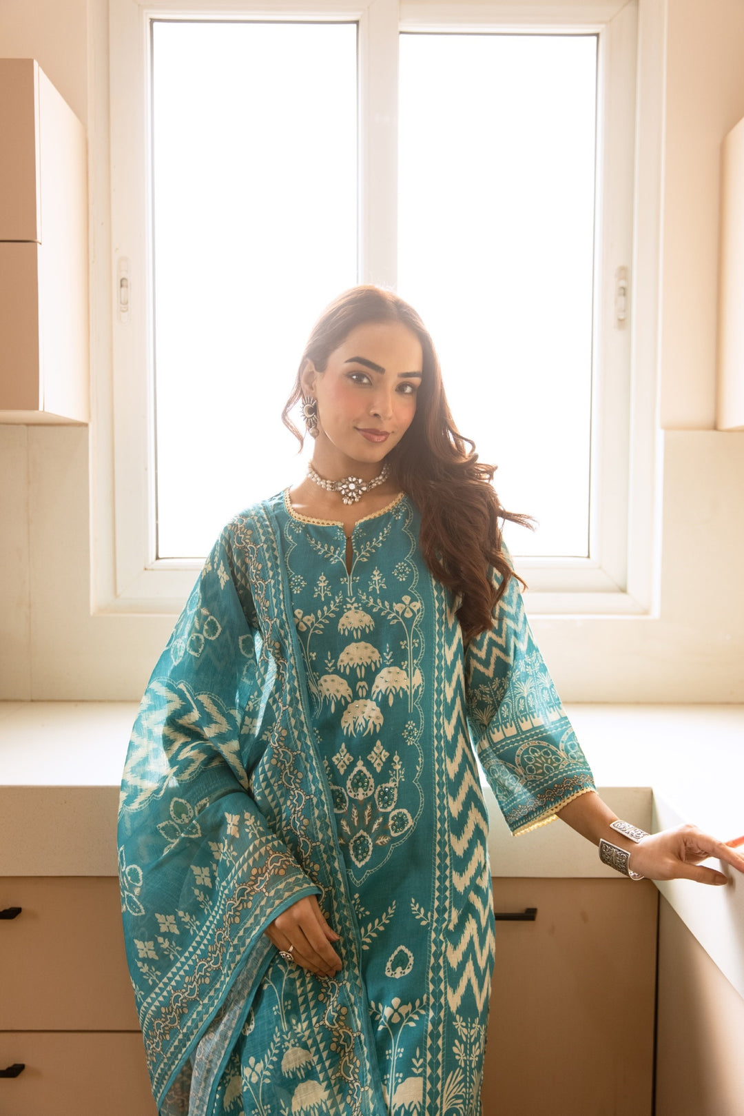 Karen Lapis cotton suit set