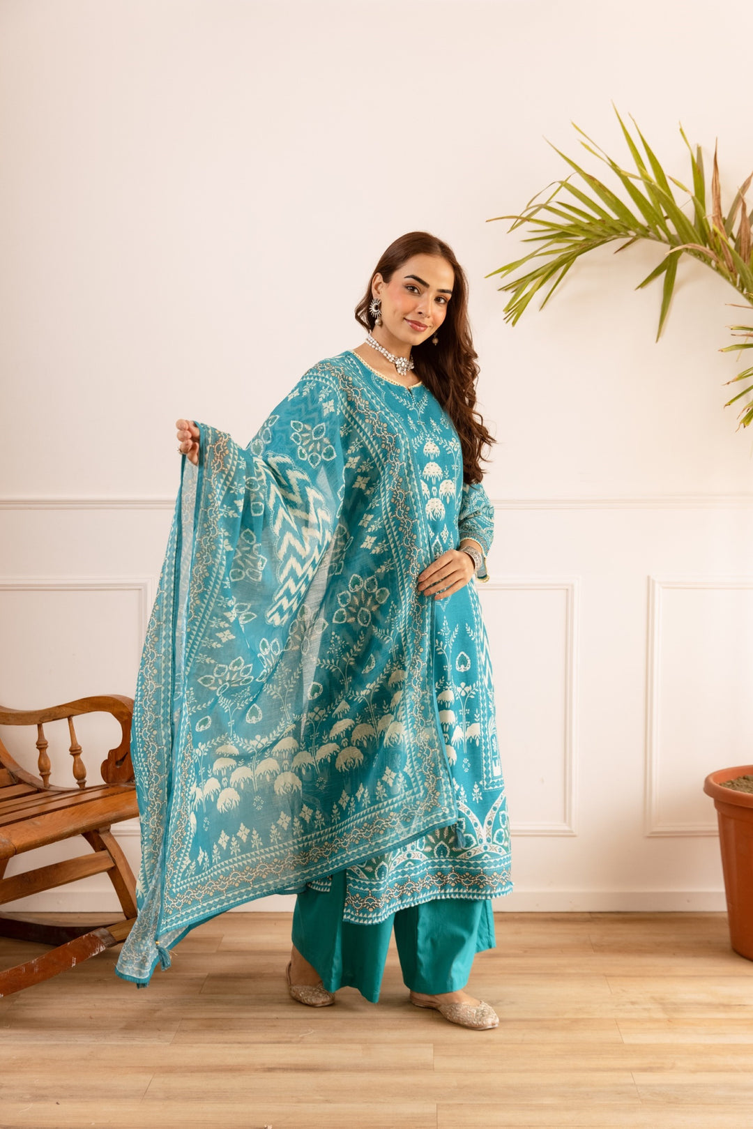 Karen Lapis cotton suit set