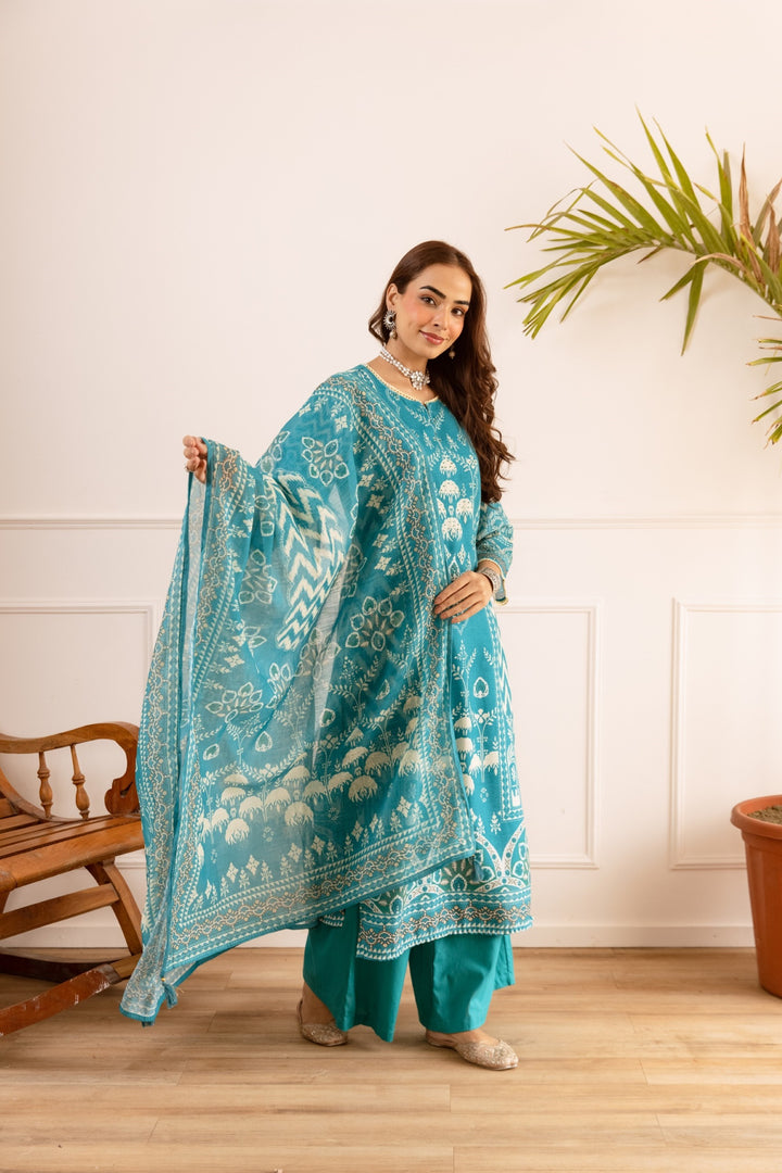 Karen Lapis cotton suit set