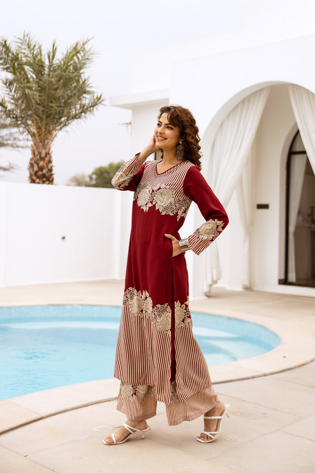 Bakul merlot printed kurta pant set