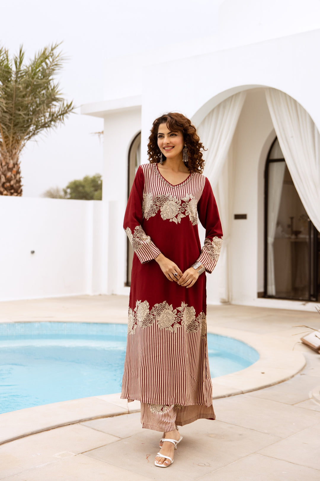 Bakul merlot printed kurta pant set