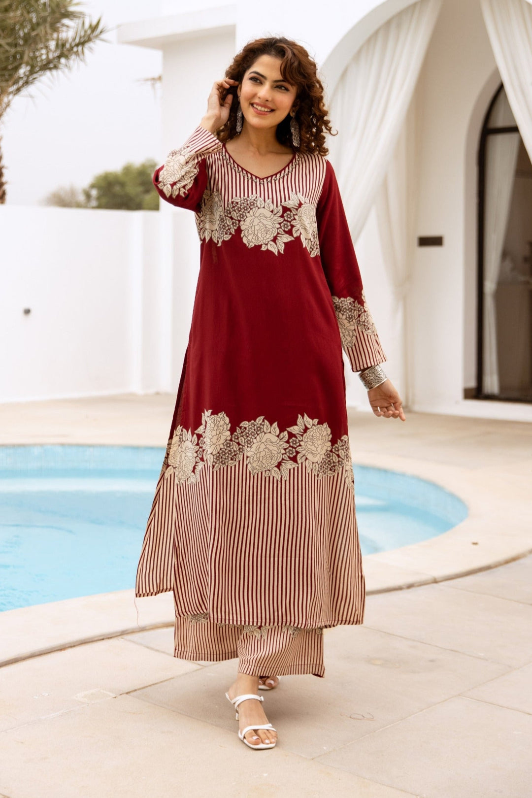 Bakul merlot printed kurta pant set