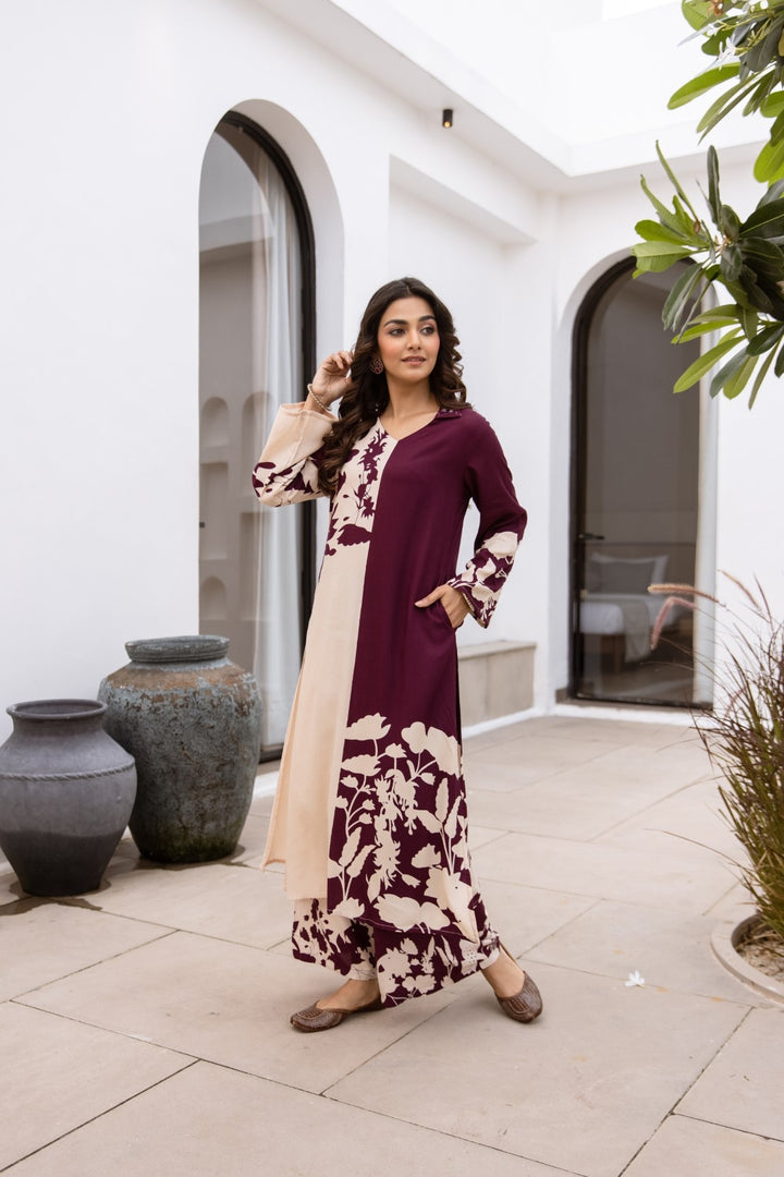 Sonpal Umber Printed Kurta Pant Set