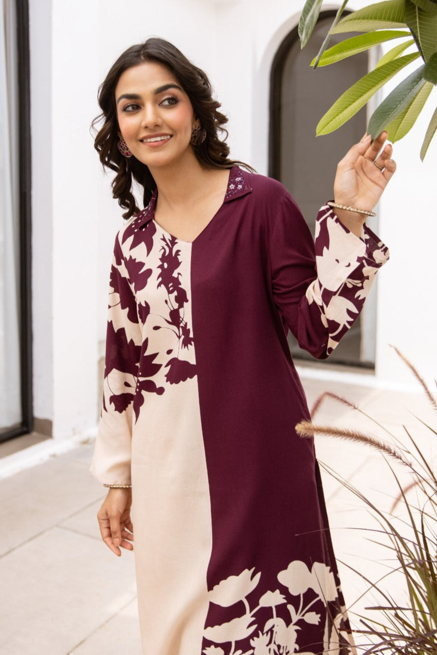 Sonpal Umber Printed Kurta Pant Set