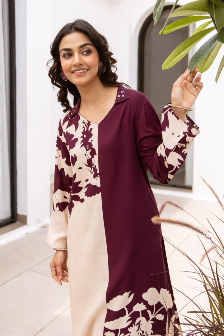 Sonpal Umber Printed Kurta Pant Set