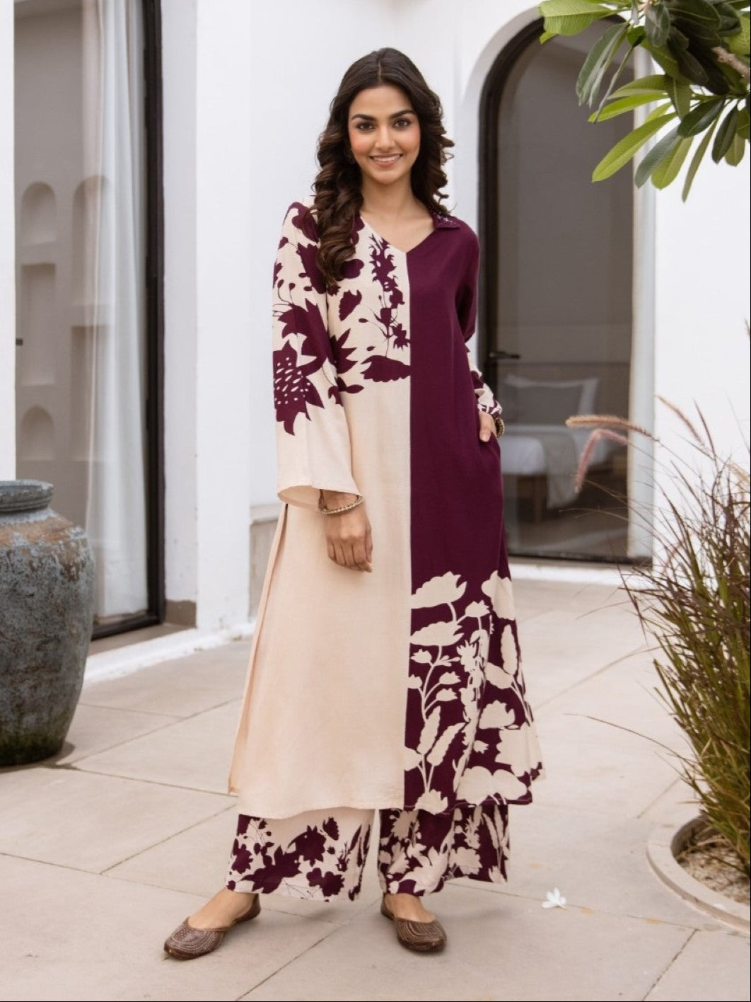 Sonpal Umber Printed Kurta Pant Set